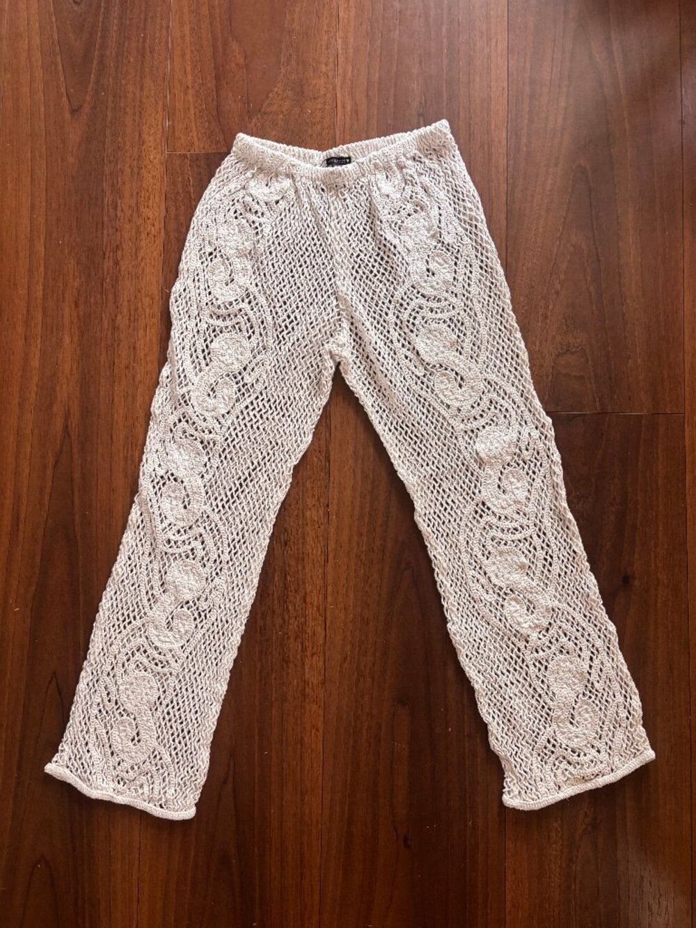 Zara White Crochet Flare Pants - Size S